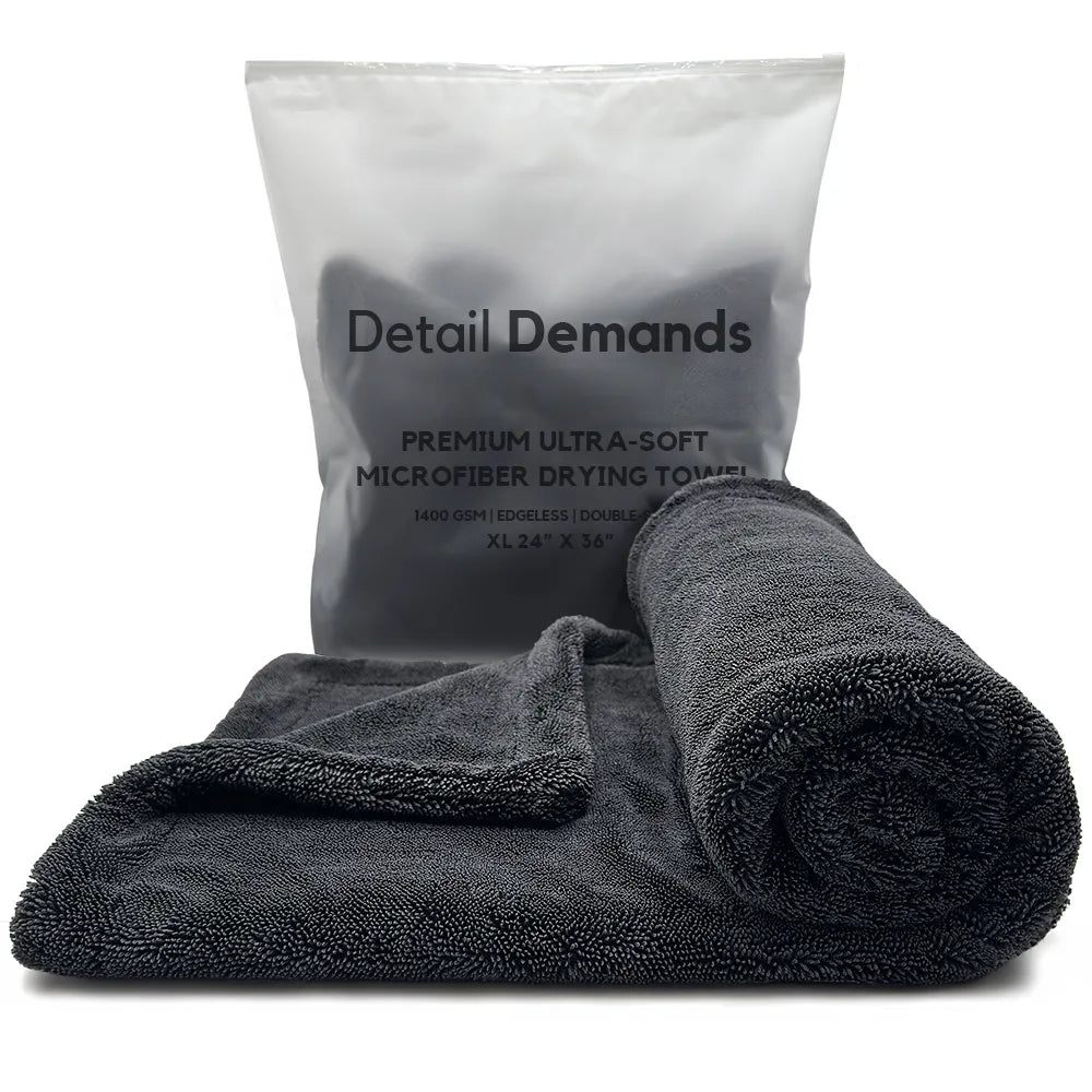 Car Drying towel with packaging behind it